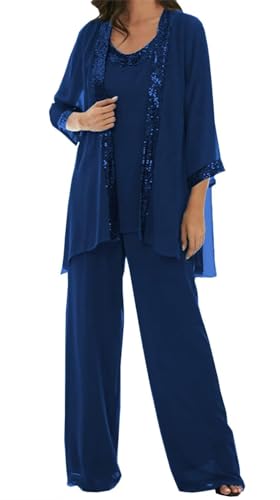 AIPILEI Hosenanzug für die Brautmutter in Übergröße, für die Mutter des Bräutigams, elegante Hochzeit, formell (07-Marineblau, 12) von AIPILEI