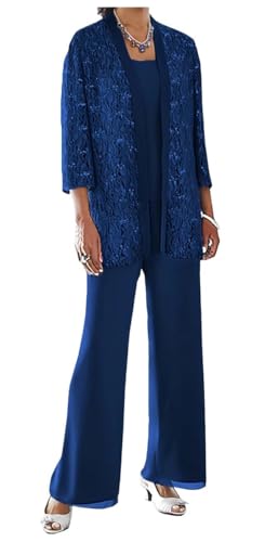 AIPILEI Hosenanzug für die Brautmutter in Übergröße, für die Mutter des Bräutigams, elegante Hochzeit, formell (07-Marineblau, 20) von AIPILEI