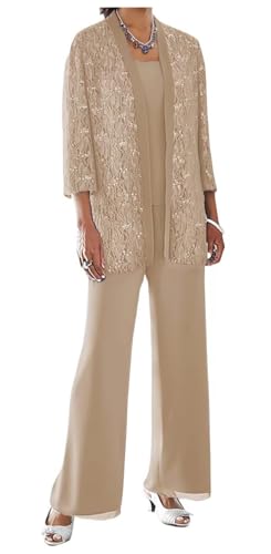 AIPILEI Hosenanzug für die Brautmutter in Übergröße, für die Mutter des Bräutigams, elegante Hochzeit, formell (09-Taupe, 20) von AIPILEI
