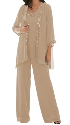 AIPILEI Hosenanzug für die Brautmutter in Übergröße, für die Mutter des Bräutigams, elegante Hochzeit, formell (09-Taupe, 20) von AIPILEI