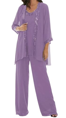 AIPILEI Hosenanzug für die Brautmutter in Übergröße, für die Mutter des Bräutigams, elegante Hochzeit, formell (12-Dusty Lavender, 8) von AIPILEI
