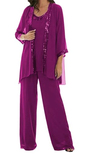 AIPILEI Hosenanzug für die Brautmutter in Übergröße, für die Mutter des Bräutigams, elegante Hochzeit, formell (13-Pflaume, 10) von AIPILEI