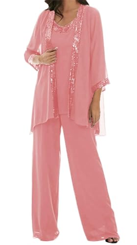 AIPILEI Hosenanzug für die Brautmutter in Übergröße, für die Mutter des Bräutigams, elegante Hochzeit, formell (15 - Koralle, 10) von AIPILEI