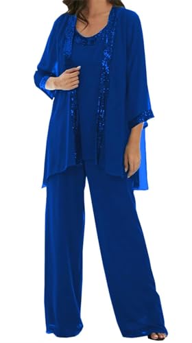 AIPILEI Hosenanzug für die Brautmutter in Übergröße, für die Mutter des Bräutigams, elegante Hochzeit, formell (18-Königsblau, Größe 48) von AIPILEI