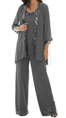 AIPILEI Hosenanzug für die Brautmutter in Übergröße, für die Mutter des Bräutigams, elegante Hochzeit, formell (20-Stahlgrau, 8) von AIPILEI