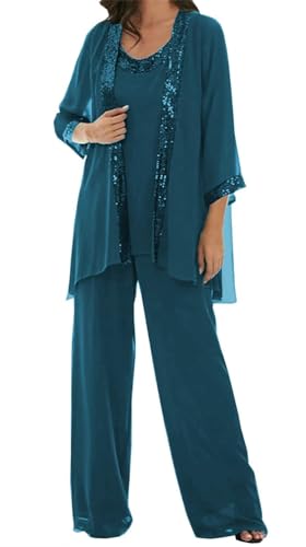 AIPILEI Hosenanzug für die Brautmutter in Übergröße, für die Mutter des Bräutigams, elegante Hochzeit, formell (21 Blaugrün, 20) von AIPILEI