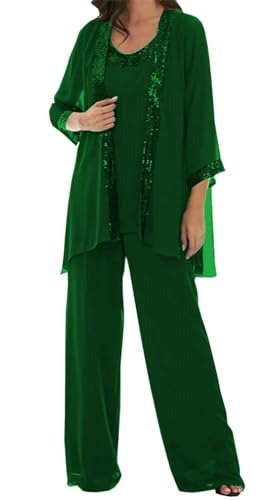 AIPILEI Hosenanzug für die Brautmutter in Übergröße, für die Mutter des Bräutigams, elegante Hochzeit, formell (22-grün, 32) von AIPILEI