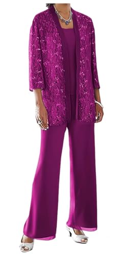 AIPILEI Hosenanzug für die Brautmutter in Übergröße, für die Mutter des Bräutigams, elegante Hochzeitsforma (13-Pflaume, 28) von AIPILEI