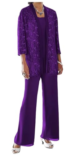AIPILEI Hosenanzug für die Brautmutter in Übergröße, für die Mutter des Bräutigams, elegante Hochzeitsforma (16 lila, 26) von AIPILEI