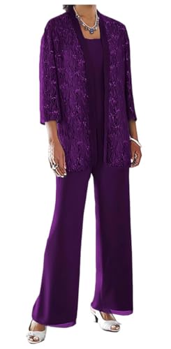 AIPILEI Hosenanzug für die Brautmutter in Übergröße, für die Mutter des Bräutigams, elegante Hochzeitsforma (17-Traube, 20) von AIPILEI
