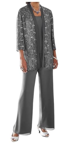 AIPILEI Hosenanzug für die Brautmutter in Übergröße, für die Mutter des Bräutigams, elegante Hochzeitsforma (20-Stahlgrau, 24) von AIPILEI
