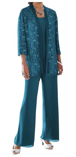 AIPILEI Hosenanzug für die Brautmutter in Übergröße, für die Mutter des Bräutigams, elegante Hochzeitsforma (21 Blaugrün, 20) von AIPILEI