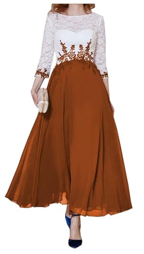 AIPILEI Knöchellanges Kleid für die Brautmutter mit Ärmeln für Hochzeit, Übergröße, formelle Hochzeitsgäste (02-Rust, 12) von AIPILEI