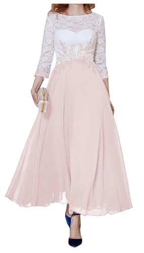 AIPILEI Knöchellanges Kleid für die Brautmutter mit Ärmeln für Hochzeit, Übergröße, formelle Hochzeitsgäste (14-Blush, 6) von AIPILEI
