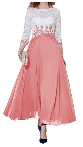 AIPILEI Knöchellanges Kleid für die Brautmutter mit Ärmeln für Hochzeit, Übergröße, formelle Hochzeitsgäste (15 - Koralle, 8) von AIPILEI