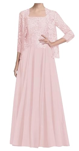 AIPILEI Lange Bräutigam Kleider mit Jacke für Hochzeit plus Größe Mutter des Bräutigams Kleid Hochzeit formale Gastkleid (14-Rouge, 10) von AIPILEI
