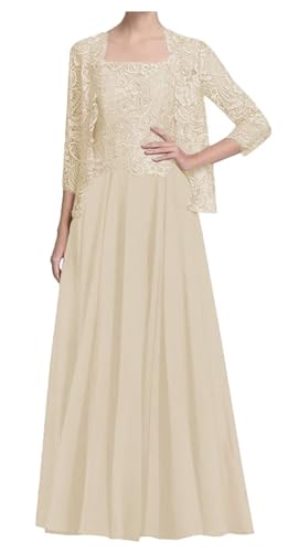 AIPILEI Lange Kleider für Brautmutter mit Jacke für Hochzeit Übergröße Kleid für die Brautmutter - formelles Gästekleid (05-Champagner, 28) von AIPILEI