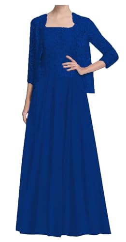 AIPILEI Langes Kleid für die Brautmutter mit Jacke für Hochzeit – Übergröße – Kleid für die Brautmutter – formelles Gästekleid (17-Royalblau, Größe 32) von AIPILEI