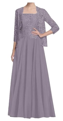 AIPILEI Langes Kleid für die Mutter der Braut mit Jacke zur Hochzeit, plus size, Kleid für die Mutter des Bräutigams, formale Gästetleid (18-lila, 6) von AIPILEI