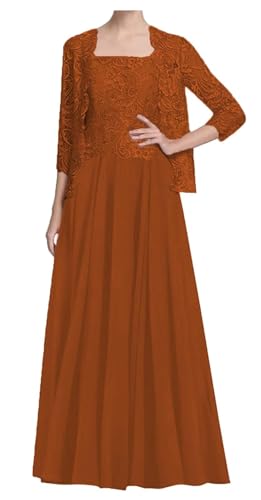 AIPILEI Langes Kleid für die Mutter der Braut mit Jacke zur Hochzeit Plus Size Kleid für die Mutter des Bräutigams Hochzeitskleid formale Gästetleid (02-Rost, 24) von AIPILEI