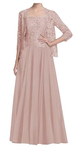 AIPILEI Langes Kleid für die Mutter der Braut mit Jacke zur Hochzeit Plus Size Kleid für die Mutter des Bräutigams Hochzeitskleid formale Gästetleid (08 - staubige Rose, 6) von AIPILEI