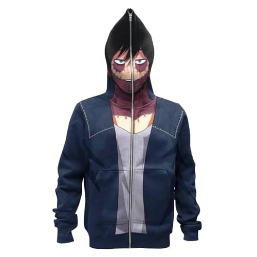AIPILEI MHA Kapuzenpullover mit Reißverschluss MHA Sweatshirt All·Might/Midoriya Izuku Cosplay Kostüm Anime Pullover Cartoon Langarm Pullover mit Taschen (Dabi, 5XL) von AIPILEI