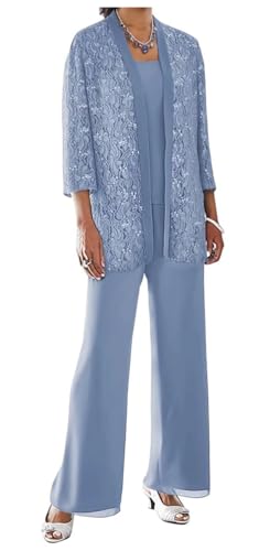 AIPILEI Mutter der Braut Hose Anzüge zur Hochzeit Plus Size für die Mutter des Bräutigams Hose Anzüge für Damen schicke Hochzeit formale (06-Dusty Blue, 8) von AIPILEI