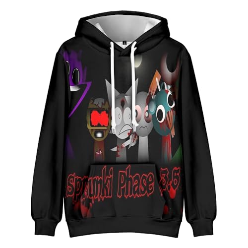 AIPILEI Sprunki Kinder Hoodie Horror Game Style 3D Digitaldruck Sweatshirt Sprunki Cosplay Langarm Streetwear für Jungen und Mädchen (Typ 1, 130) von AIPILEI