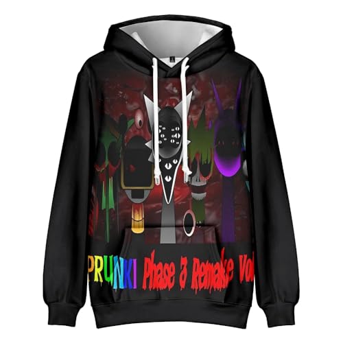 AIPILEI Sprunki Kinder Hoodie Horror Game Style 3D Digitaldruck Sweatshirt Sprunki Cosplay Langarm Streetwear für Jungen und Mädchen (Typ 2, 130) von AIPILEI