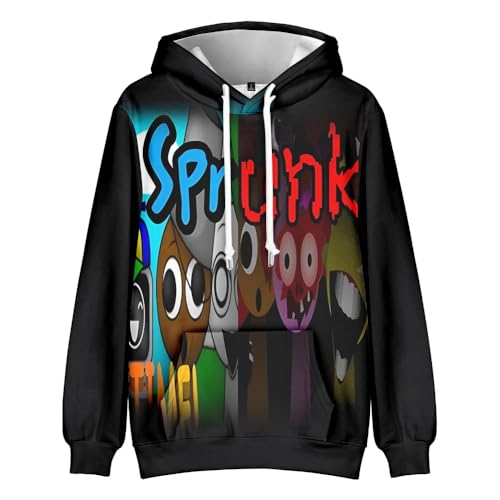 AIPILEI Sprunki Kinder Hoodie Horror Game Style 3D Digitaldruck Sweatshirt Sprunki Cosplay Langarm Streetwear für Jungen und Mädchen (Typ 3, 100) von AIPILEI