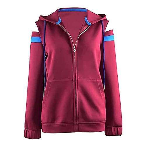 AIPILEI Wanda Hoodie Wanda Vision Jacke Wanda Maximoff Cosplay Kapuzen-Sweatshirt Rot Reißverschluss Mantel für Damen (Wanda Vision, M) von AIPILEI
