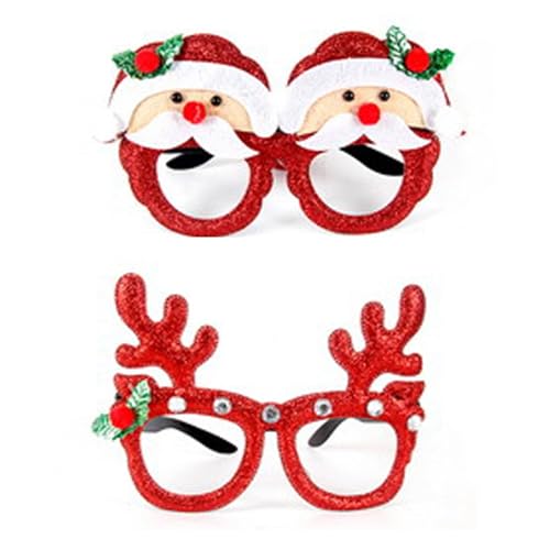 Weihnachten Brillen Rahmen, Lustige Weihnachtsfeier Brille, 3D Weihnachtskostüm Brillen, Geweih Dekoration Brillengestell Weihnachten, für Weihnachtenskostüm deko Partydekoration, 2 Stück Weihnachten Brillen Rahmen, Lustige Weihnachtsfeier Brille, 3D Weihnachtskostüm Brillen, Geweih Dekoration Brillengestell Weihnachten, für Weihnachtenskostüm deko Partydekoration, 2 Stück von AIPWEYT Store