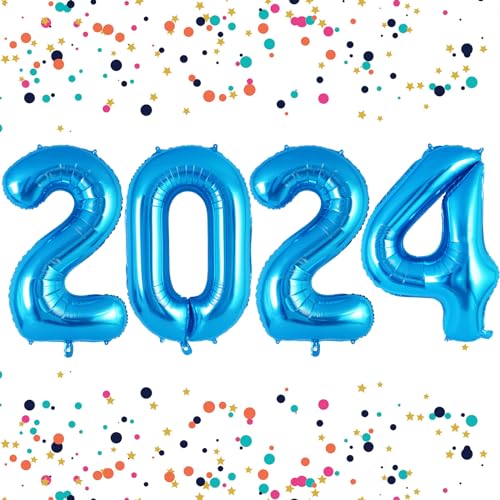 Blau 2024 Ballon, 40 Zoll Große Folie 2024 Zahlenballons, Riesige Big Mylar Helium Zahlenballons für 2024 Silvester Party Dekoration Geburtstag Weihnachten Abschluss Blau 2024 Ballon, 40 Zoll Große Folie 2024 Zahlenballons, Riesige Big Mylar Helium Zahlenballons für 2024 Silvester Party Dekoration Geburtstag Weihnachten Abschluss von AIQINHU