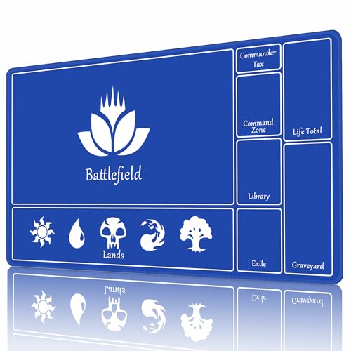 MTG Spielmatte mit Zonen 24" x 14" TCG Spielmatte mit Genähte Kanten und Glatte Gummioberfläche für Kartenspiele Anti-Rutsch Gaming SpielmatteKampfspielmatte mit Kostenlose Aufbewahrungstasche (Blau) von AIRCBC