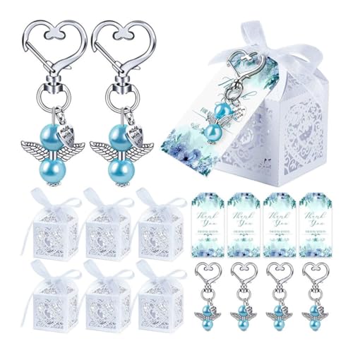 144 Stück Schlüsselanhänger mit Taufgeschenkboxen Kraftpapier Legierung Schlüssel Ringe Anhänger Hochzeitsgeschenk für Tasche von AIRHSKWI