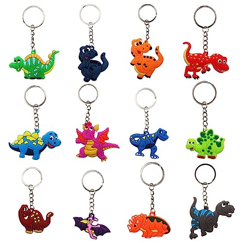 AIRHSKWI Dinosaurier-Schlüsselanhänger, Schultaschen, Rucksack, Neuheit, Schlüsselanhänger für Partyzubehör, Taschenfüller, Geschenke, Preise, 12 Stück von AIRHSKWI