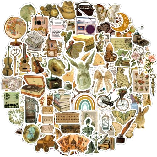 100 Stück Vintage Sticker Set, Aesthetic Retro Stil, Wasserfest Vinyl, für Handy Laptop Scrapbook Skateboard Computer Koffer Journal Tassen Macbook Ipad Planner Flasche von AIRNOGO