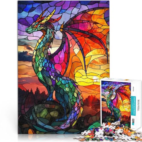 1000 Teenager-Teile-Puzzle Anspruchsvoll, Aber lustig und humorvoll Drache aus Buntglas Verbessern Sie das Gedächtnis75x50cm 1000 Teenager-Teile-Puzzle Anspruchsvoll, Aber lustig und humorvoll Drache aus Buntglas Verbessern Sie das Gedächtnis75x50cm von AITEXI