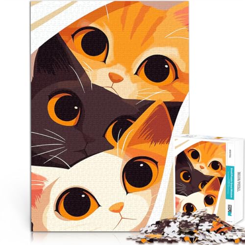 1000 Teenager-Teile-Puzzle Denkspiel DREI Katzen spähen niedliche Tier minimalistische Kunst Lernspiel für Geburtstag, Weihnachten75x50cm 1000 Teenager-Teile-Puzzle Denkspiel DREI Katzen spähen niedliche Tier minimalistische Kunst Lernspiel für Geburtstag, Weihnachten75x50cm von AITEXI