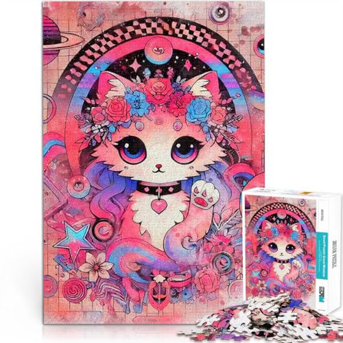 1000 Teenager-Teile-Puzzle Denkspiel Niedliche Katze Rosa Blumen Dekorativer Hintergrund Kunst Lernspiel für Geburtstag, Weihnachten38x26cm 1000 Teenager-Teile-Puzzle Denkspiel Niedliche Katze Rosa Blumen Dekorativer Hintergrund Kunst Lernspiel für Geburtstag, Weihnachten38x26cm von AITEXI