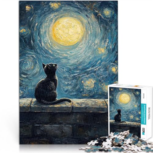 1000 Teenager-Teile-Puzzle Lernspiel-Herausforderungsspielzeug Katze unter Sternennacht Lernspiel für Geburtstag, Weihnachten52x38cm 1000 Teenager-Teile-Puzzle Lernspiel-Herausforderungsspielzeug Katze unter Sternennacht Lernspiel für Geburtstag, Weihnachten52x38cm von AITEXI