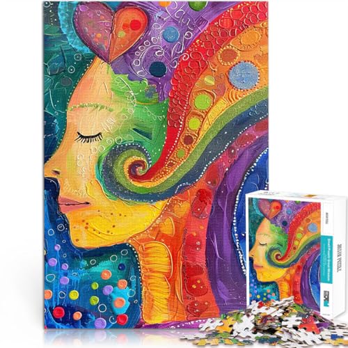 1000 Teenager-Teile-Puzzle Lustige Spiele Swirly abstrakte Regenbogen-Stolz-Frau eignet ganze Familie75x50cm von AITEXI
