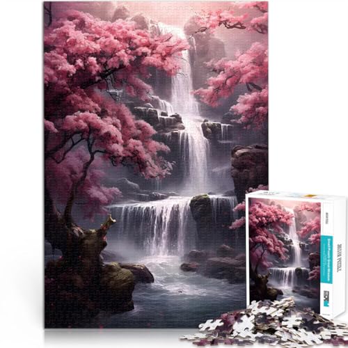 1000 Teenager-Teile-Puzzle Pädagogisches Spielzeug zum Stressabbau Kirschblütenwasserfall Geburtstagsgeschenk, Geschenke52x38cm von AITEXI