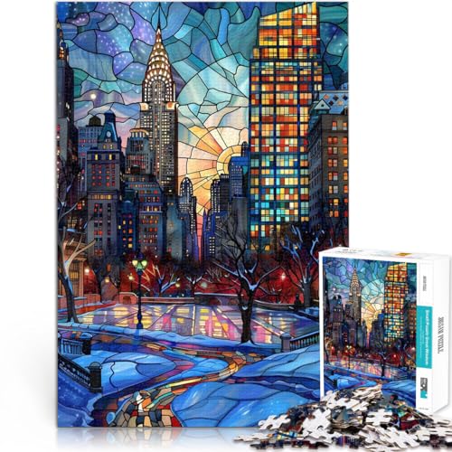 1000 Teenager-Teile-Puzzle Spielzeug Lernspiele Stressabbau New Yorker Winterglühen Lernspiel für Geburtstag, Weihnachten38x26cm von AITEXI