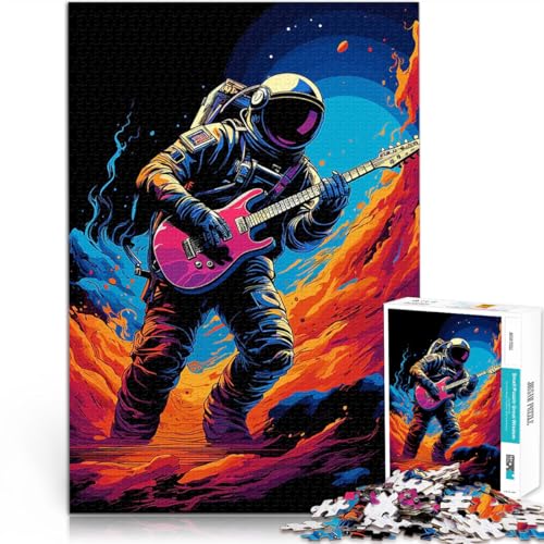 1000 Teenager-Teile-Puzzle Stressabbau Schwierige Herausforderung Astronaut spielt Gitarre Geburtstagsgeschenk, Geschenke52x38cm von AITEXI
