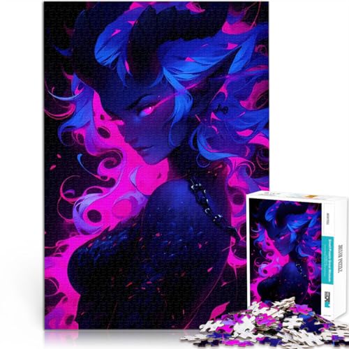 1000 Teenager-Teile-Puzzle für Lernspiel-Herausforderungsspielzeug Dämonenmädchen mit rosa Haaren Lernspiel für Geburtstag, Weihnachten38x26cm von AITEXI