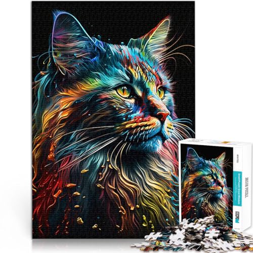 1000-Teile-Puzzle für Erwachsene Anspruchsvoll, Aber lustig und humorvoll Maine Coon Katze einzigartiges Herausforderungsspiel52x38cm von AITEXI
