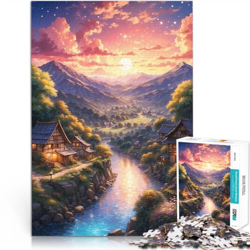 1000-Teile-Puzzle für Erwachsene Dekomprimierendes intellektuelles Lernspielzeug Sonnenuntergang in den Bergen Lustiges Geschenk38x26cm von AITEXI