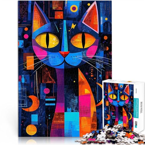 1000-Teile-Puzzle für Erwachsene Denkspiel Expressionistische Geometrie Katze – Lebendige abstrakte Katzenkunst Wichtelgeschenke75x50cm 1000-Teile-Puzzle für Erwachsene Denkspiel Expressionistische Geometrie Katze – Lebendige abstrakte Katzenkunst Wichtelgeschenke75x50cm von AITEXI