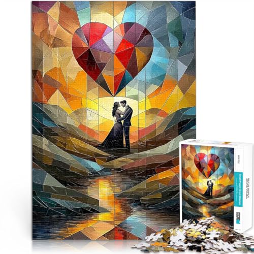 1000-Teile-Puzzle für Erwachsene Denkspiel Romantische Umarmung unter einem Buntglasherz Angebot als Geschenk für die ganze Familie38x26cm 1000-Teile-Puzzle für Erwachsene Denkspiel Romantische Umarmung unter einem Buntglasherz Angebot als Geschenk für die ganze Familie38x26cm von AITEXI